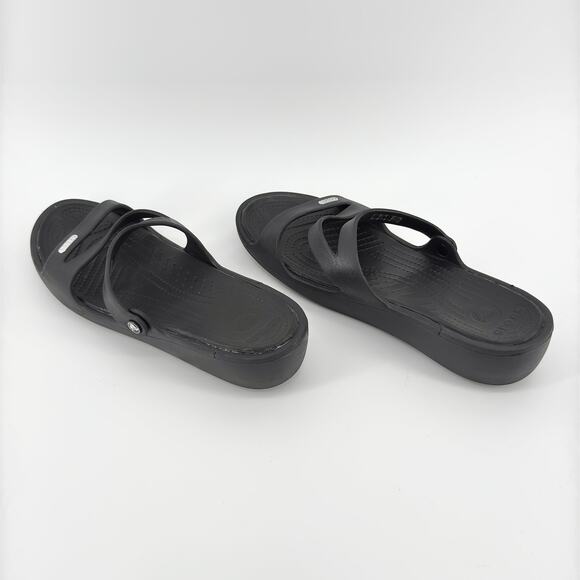 Crocs Patricia Women’s Wedge Sandals Size 11 Black Slide Comfort 1.5” Heel - Picture 4 of 9